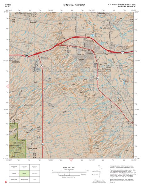 Coronado National Forest Quadrangle: BENSON Preview 1