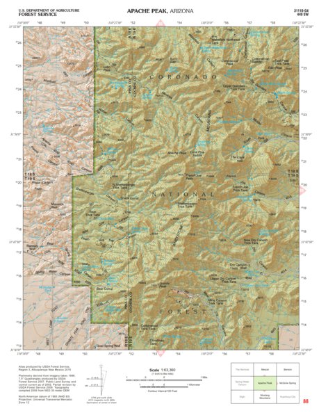 Coronado National Forest Quadrangle: APACHE PEAK Preview 1