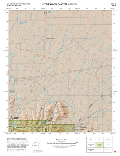 Coronado National Forest Quadrangle: LITTLE WOOD CANYON Preview 1