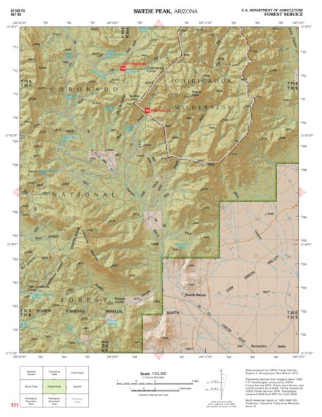 Coronado National Forest Quadrangle: SWEDE PEAK Preview 1