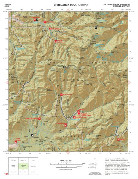 Coronado National Forest Quadrangle: CHIRICAHUA PEAK Preview 1