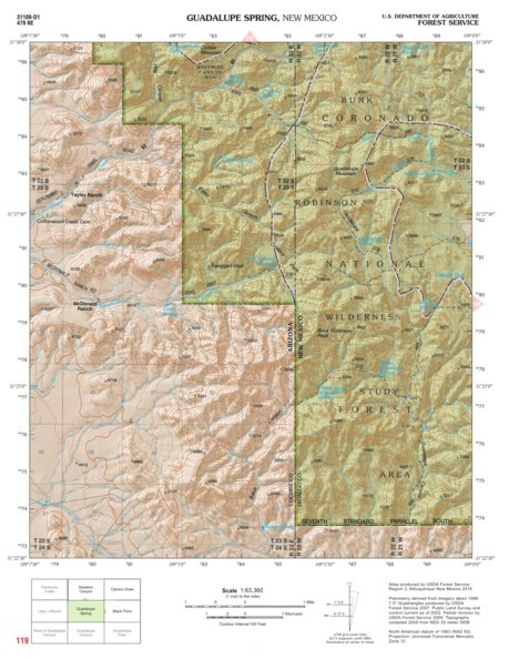 Coronado National Forest Quadrangle: GUADALUPE SPRING Preview 1