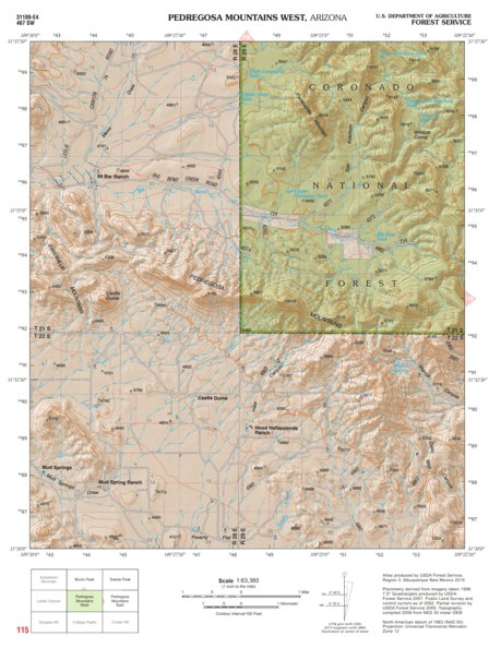 Coronado National Forest Quadrangle: PEDREGOSA MOUNTAINS WEST Preview 1