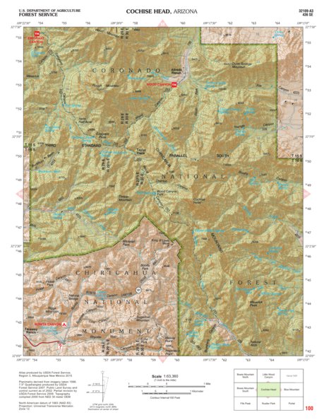 Coronado National Forest Quadrangle: COCHISE HEAD Preview 1