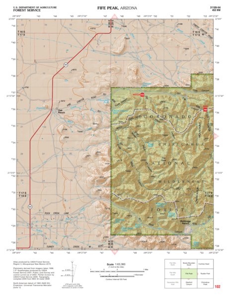 Coronado National Forest Quadrangle: FIFE PEAK Preview 1