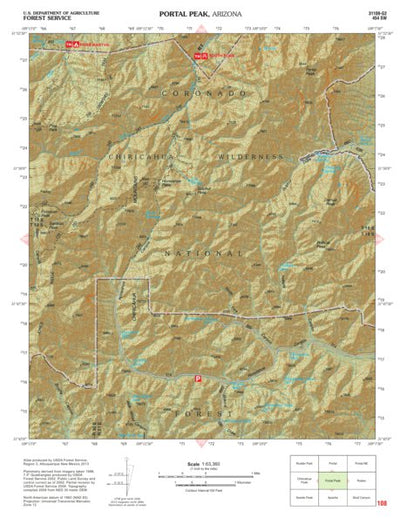 Coronado National Forest Quadrangle: PORTAL PEAK Preview 1