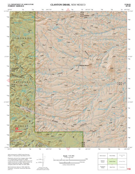 Coronado National Forest Quadrangle: CLANTON DRAW Preview 1