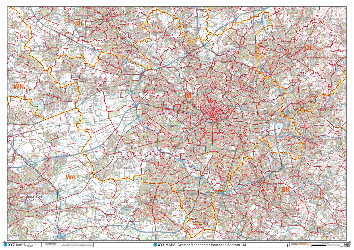 XYZ Postcode Sector Map - (G3) - Manchester - M by XYZ Maps | Avenza Maps