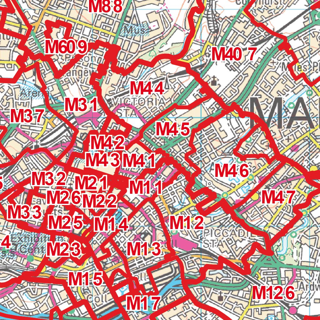 XYZ Postcode Sector Map - (G3) - Manchester - M by XYZ Maps | Avenza Maps