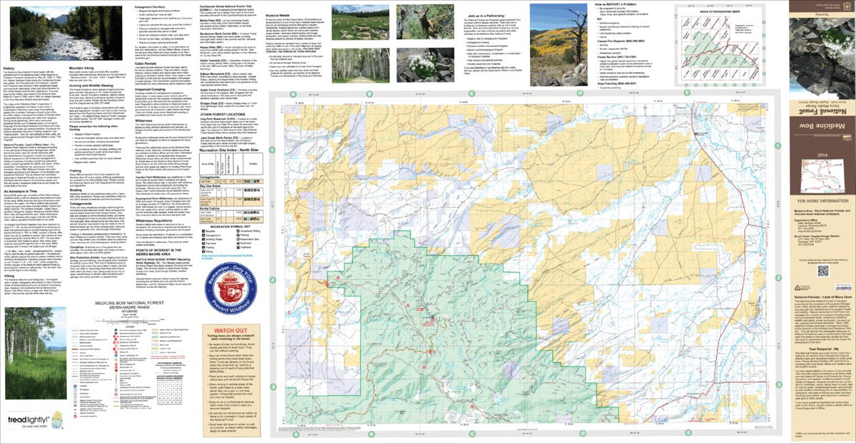 Medicine Bow National Forest Visitor Map - Sierra Madre Range (North ...