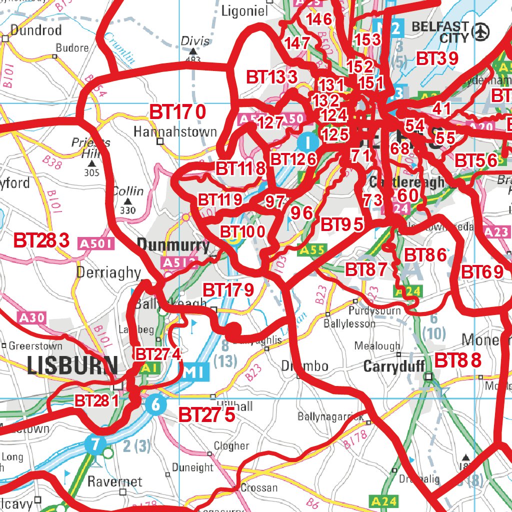 XYZ Postcode Sector Map - (S14) - Northern Ireland by XYZ Maps | Avenza ...