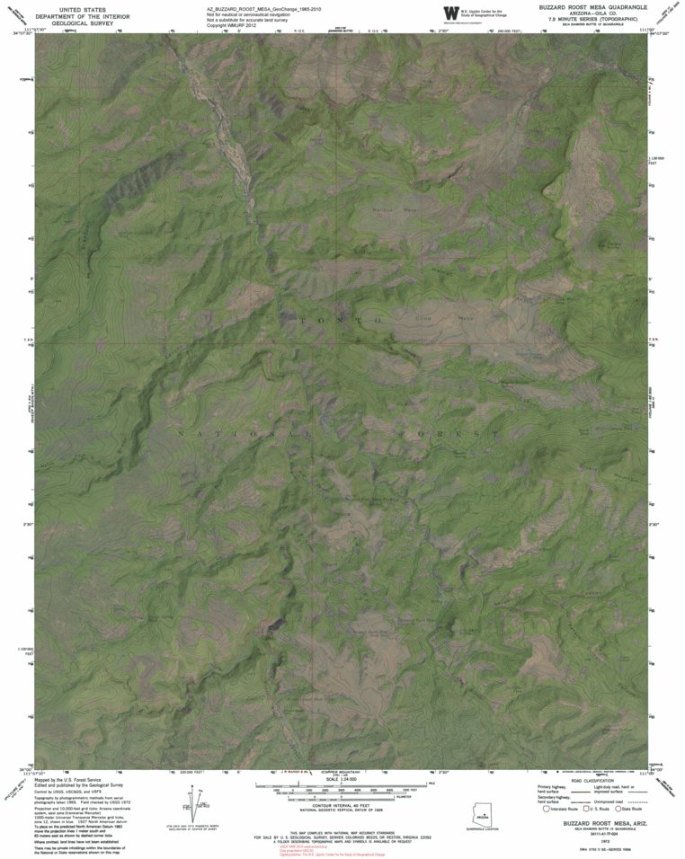 AZ-BUZZARD ROOST MESA: GeoChange 1965-2010 Map by Western Michigan ...