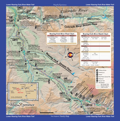 Roaring Fork River Fishing Map - Basalt to Glenwood Springs Colorado Preview 1