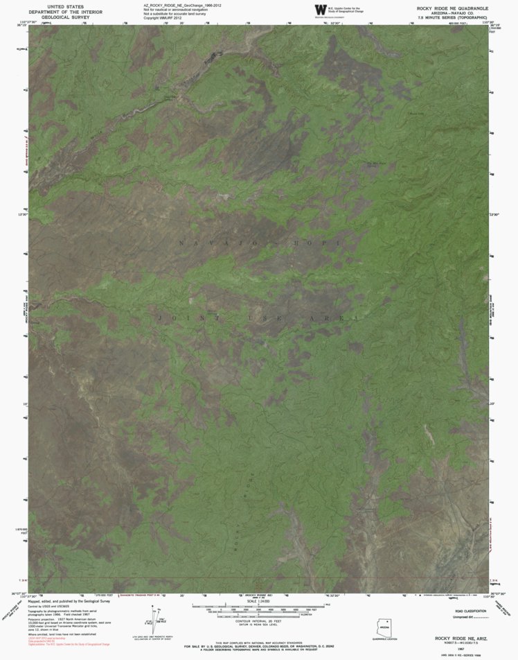 AZ-ROCKY RIDGE NE: GeoChange 1966-2012 Map by Western Michigan ...