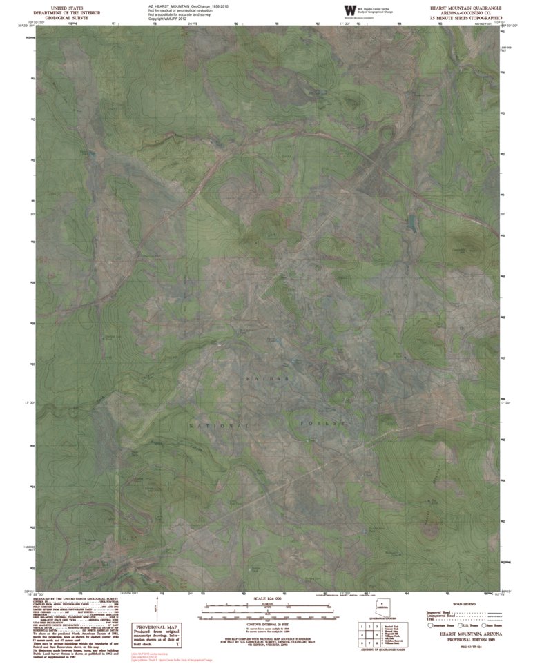 AZ-HEARST MOUNTAIN: GeoChange 1958-2010 Map by Western Michigan ...