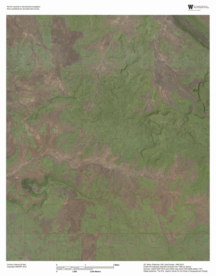 AZ-Mesa Redonda NW: GeoChange 1969-2010 Map by Western Michigan ...