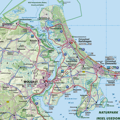 Ostseeküste Stralsund bis Usedom Map by KARTIS