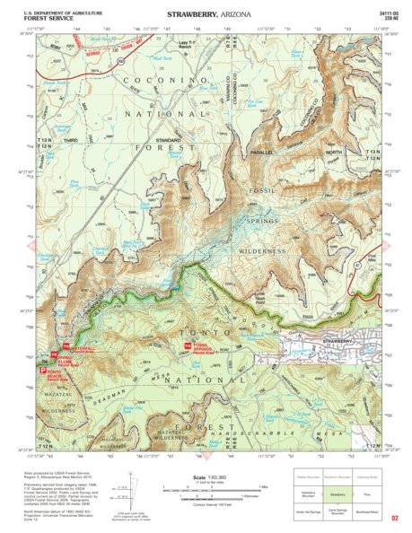 Tonto National Forest Quadrangle: STRAWBERRY Map by US Forest Service ...