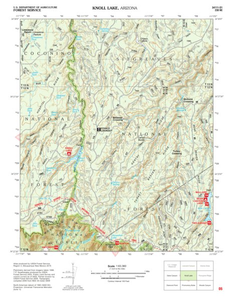 Tonto National Forest Quadrangle: KNOLL LAKE Preview 1