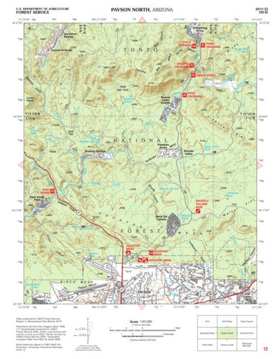 Tonto National Forest Quadrangle: PAYSON NORTH Preview 1