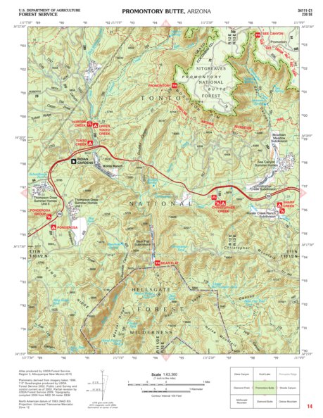Tonto National Forest Quadrangle: PROMONTORY BUTTE Preview 1