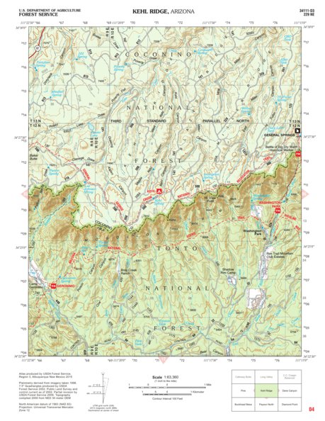 Tonto National Forest Quadrangle: KEHL RIDGE Preview 1