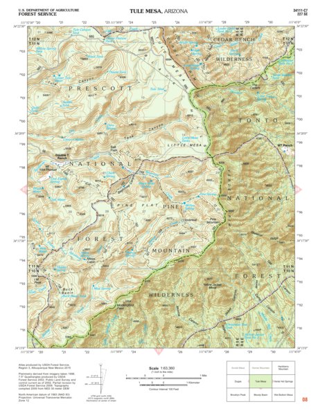 Tonto National Forest Quadrangle: TULE MESA Preview 1
