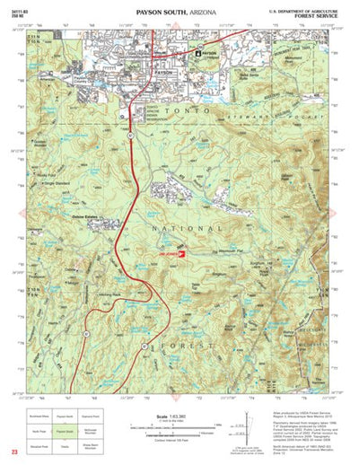 Tonto National Forest Quadrangle: PAYSON SOUTH Preview 1