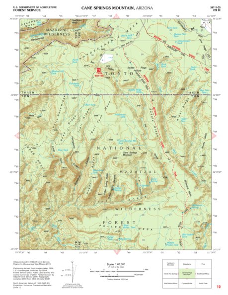 Tonto National Forest Quadrangle: CANE SPRINGS MOUNTAIN Preview 1