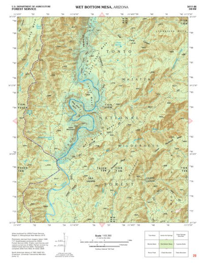 Tonto National Forest Quadrangle: WET BOTTOM MESA Preview 1