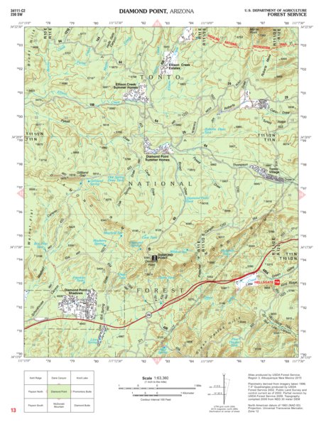 Tonto National Forest Quadrangle: DIAMOND POINT Preview 1