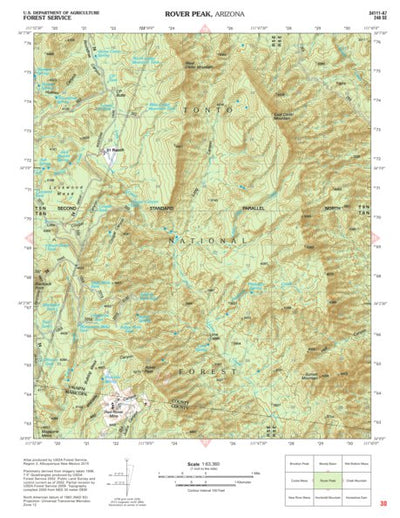 Tonto National Forest Quadrangle: ROVER PEAK Preview 1