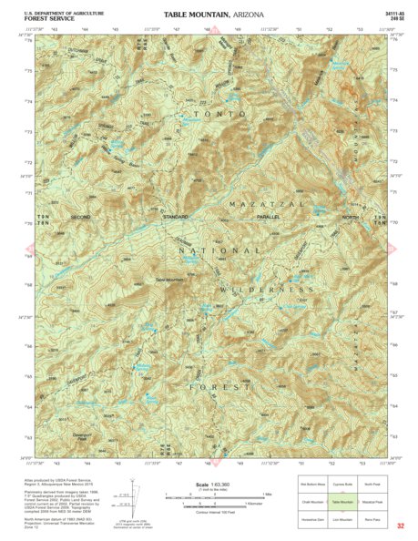Tonto National Forest Quadrangle: TABLE MOUNTAIN Preview 1
