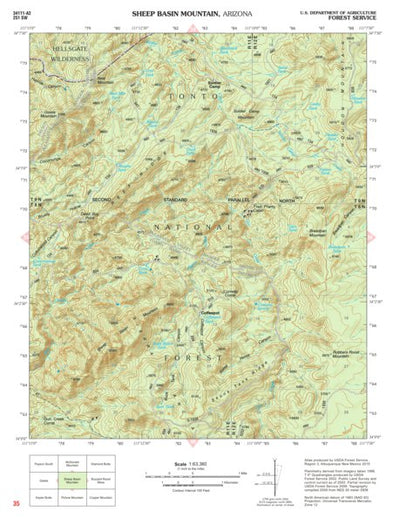 Tonto National Forest Quadrangle: SHEEP BASIN MOUNTAIN Preview 1
