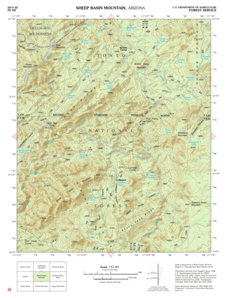 Tonto National Forest Quadrangle: SHEEP BASIN MOUNTAIN Preview 1