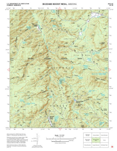 Tonto National Forest Quadrangle: BUZZARD ROOST MESA Preview 1