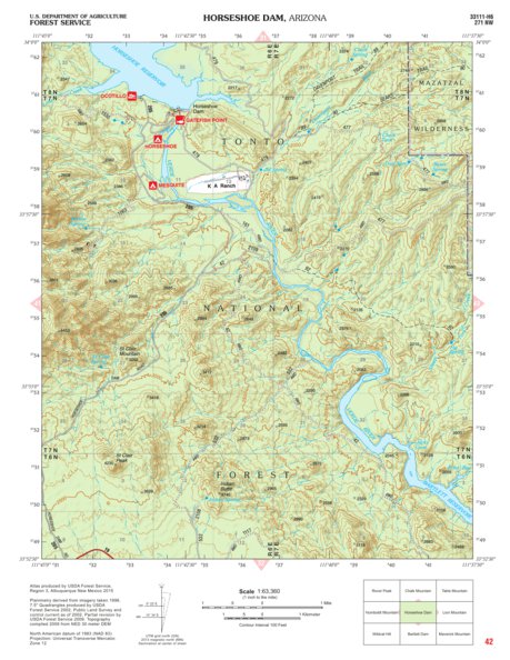 Tonto National Forest Quadrangle: HORSESHOE DAM Preview 1