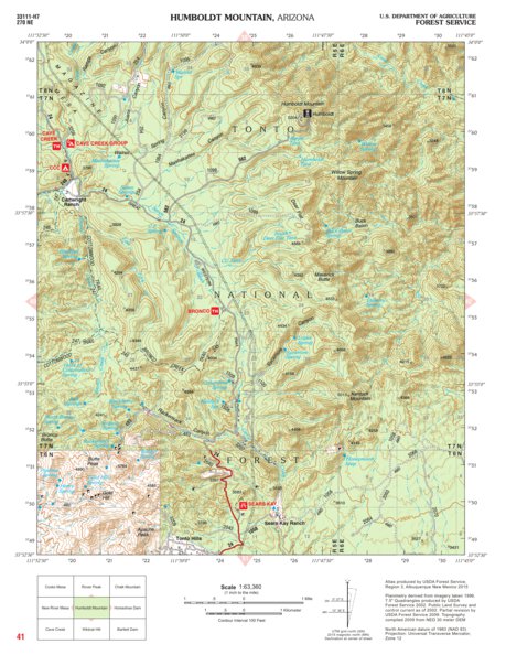 Tonto National Forest Quadrangle: HUMBOLDT MOUNTAIN Preview 1