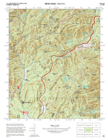 Tonto National Forest Quadrangle: RENO PASS Preview 1