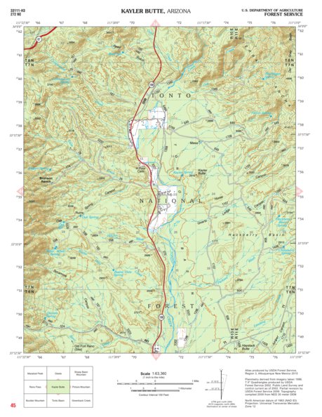 Tonto National Forest Quadrangle: KAYLER BUTTE Preview 1