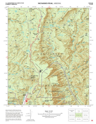 Tonto National Forest Quadrangle: MCFADDEN PEAK Preview 1