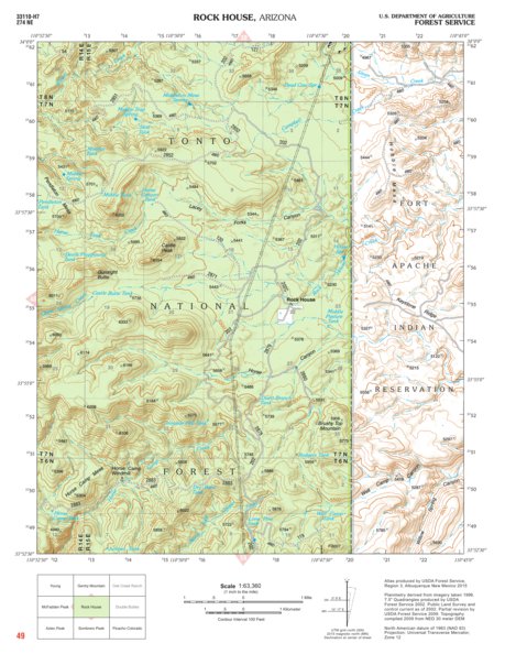 Tonto National Forest Quadrangle: ROCK HOUSE Preview 1