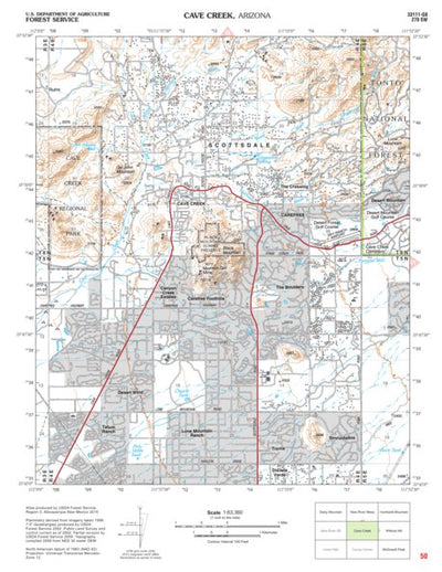 Tonto National Forest Quadrangle: CAVE CREEK Preview 1