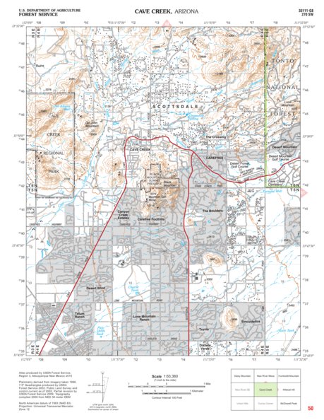Tonto National Forest Quadrangle: CAVE CREEK Preview 1