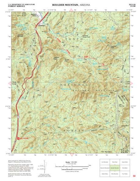 Tonto National Forest Quadrangle: BOULDER MOUNTAIN Preview 1