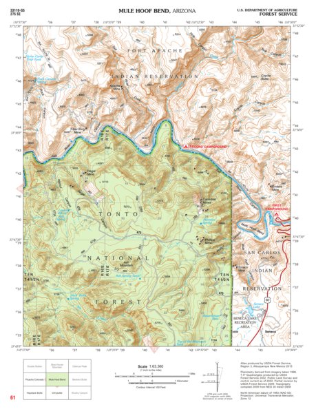 Tonto National Forest Quadrangle: MULE HOOF BEND Preview 1