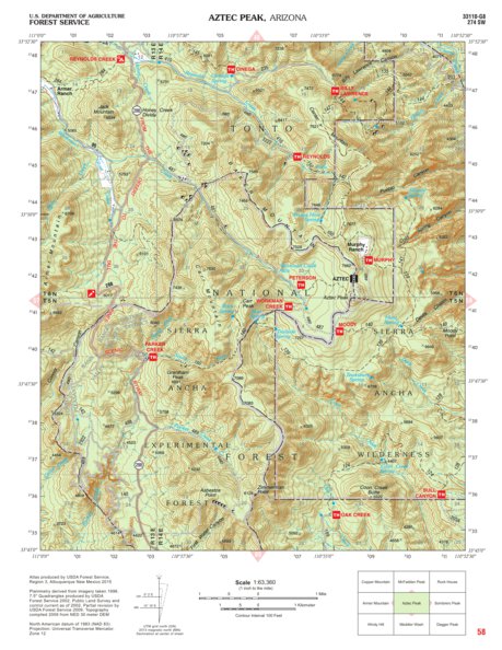 Tonto National Forest Quadrangle: AZTEC PEAK Preview 1