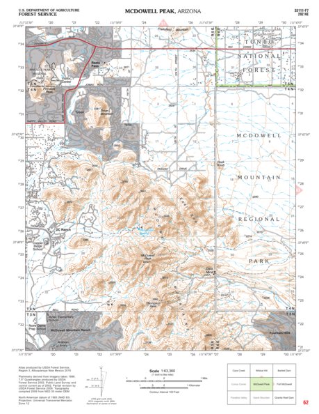 Tonto National Forest Quadrangle: MCDOWELL PEAK Preview 1