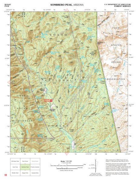 Tonto National Forest Quadrangle: SOMBRERO PEAK Preview 1