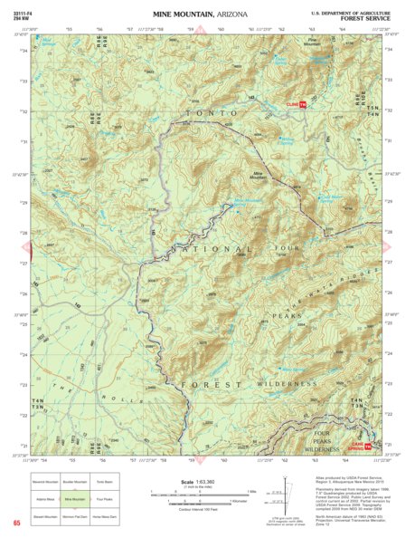 Tonto National Forest Quadrangle: MINE MOUNTAIN Preview 1